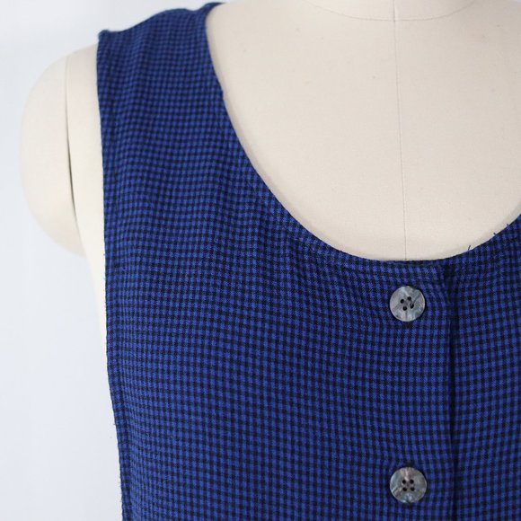 SOLD vintage 90s check plaid pinafore maxi dress M grunge cottagcore jumper - Picture 8 of 11